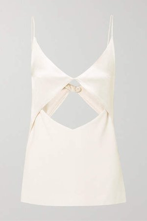 Tessellate Cutout Satin And Grosgrain Camisole - Ivory