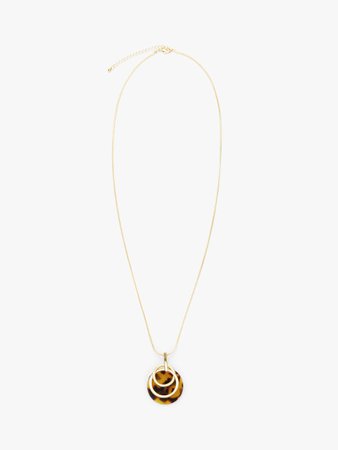 John Lewis & Partners Circle Long Pendant Necklace, Gold/Tortoise at John Lewis & Partners