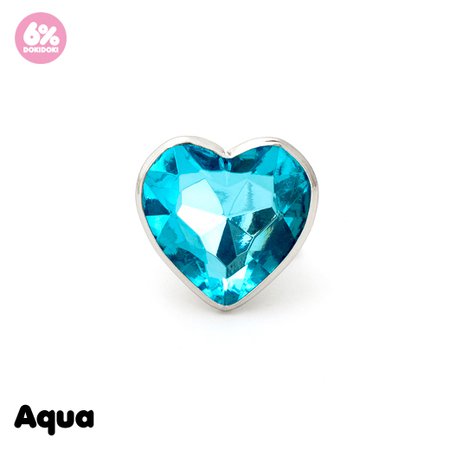 Jewel Heart Ring in Aqua