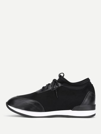 PU Panel Lace Up Trainers