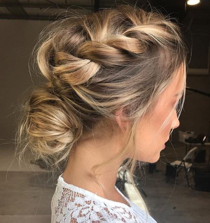 Google Image Result for https://i.weddingomania.com/2018/06/15-a-messy-braided-updo-with-a-low-bun-and-locks-down-for-a-casual-modenr-bride.jpg