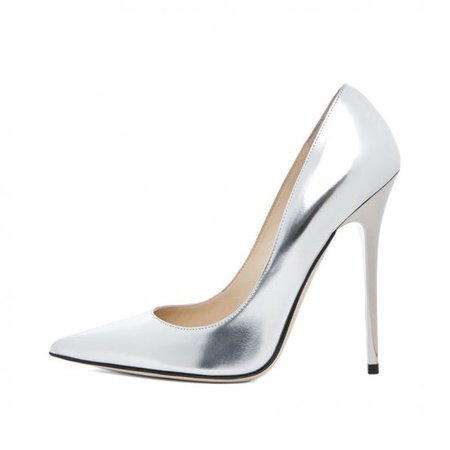 Silver Metallic Heels Pointy Toe Stiletto Heel Pumps for Office Lady