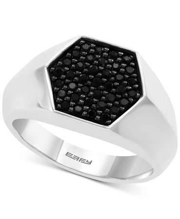 EFFY® Sterling Silver Black Sapphire Hexagon Ring