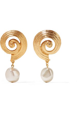 Oscar de la Renta | Gold-plated faux pearl clip earrings | NET-A-PORTER.COM