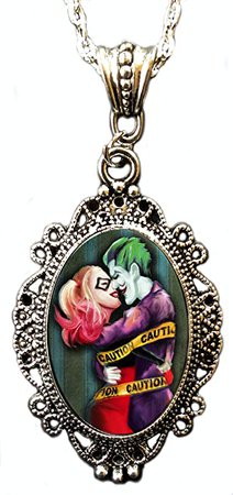 Amazon.com: Alkemie Joker and Harley Quinn "Crazy Love" Cameo Pendant Necklace: Jewelry