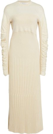 Pleated Cotton And Cashmere-Blend Maxi Dress