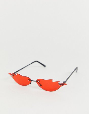 ASOS DESIGN flame fashion glasses in red lens | ASOS