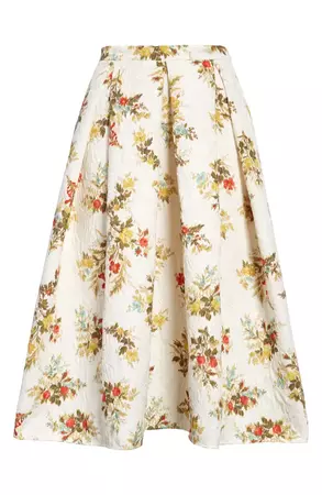 Erdem Ina Ottoline Chine Matelassé Floral Print Midi Skirt | Nordstrom