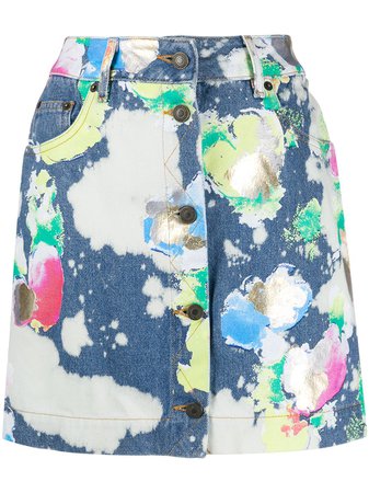 Moschino Spray Paint Denim Mini Skirt - Farfetch