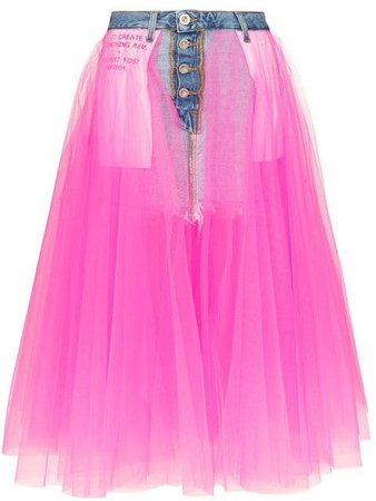 Unravel Project tulle detail denim skirt $615 - Buy SS19 Online - Fast Global Delivery, Price