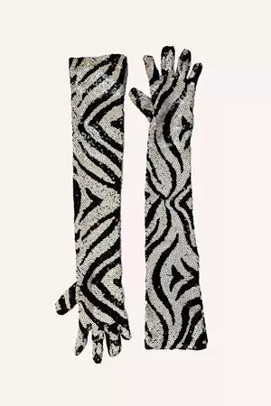 Zebra Sequins Gloves Black Multi – Anna Sui