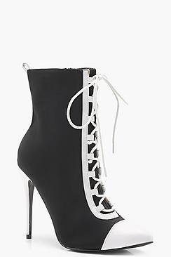 Nicole Contrast Lace and Toe Sock Boots