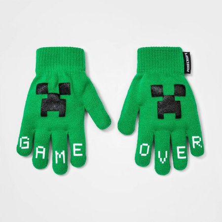 Boys' Minecraft Game Over Gloves - Green : Target