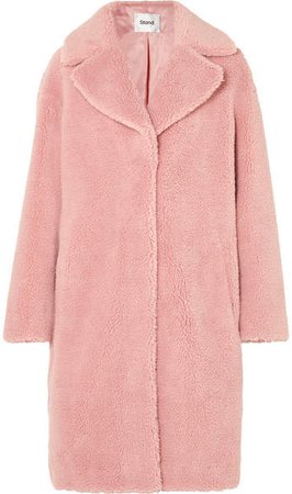 STAND - Camille Faux Shearling Coat - Baby pink