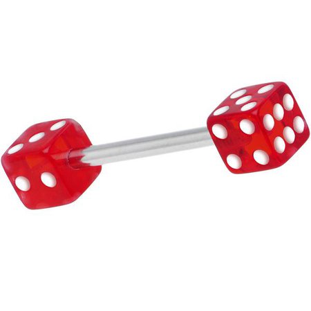 Red DICE Barbell Tongue Ring – BodyCandy