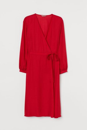 H&M+ V-neck Wrap Dress - Red - Ladies | H&M US