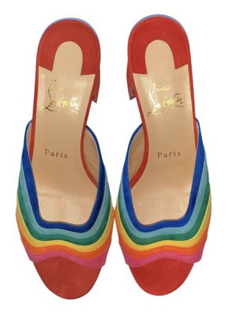 christian louboutin rainbow block heel pumps