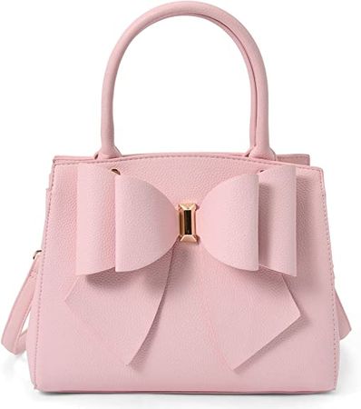 Amazon.com: Like Dreams Women Classic Large Vegan Leather Satchel Bowtie Top Handle Fashion Handbag Purse (Candy Pink) : Clothing, Shoes & Jewelry