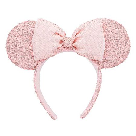 Amazon.com: Disney Parks Millennial Pink Minnie Mouse Ear Sequined Headband: Health & Personal Care