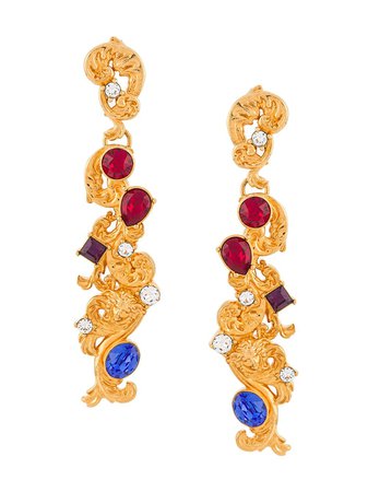 Versace Crystal Baroque Drop Earrings - Farfetch