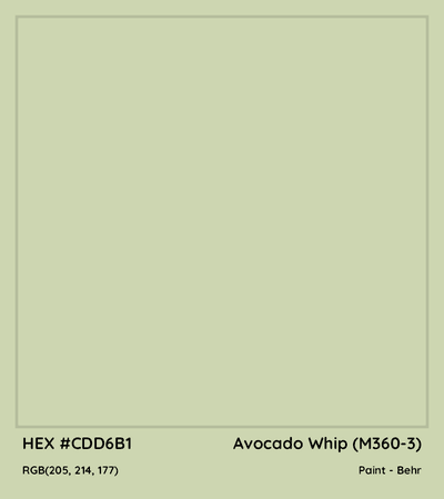 Avocado Whip (M360-3) Color Code (Hex RGB CMYK), Paint, Palette, Image - colorxs.com