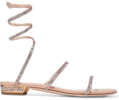 Cleo Crystal-embellished Metallic Leather Sandals - Gold
