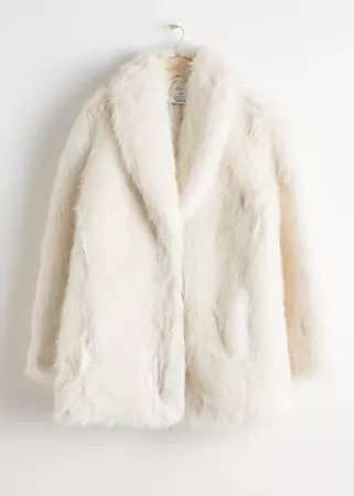 Faux Fur Coat - White - Fauxfur - & Other Stories