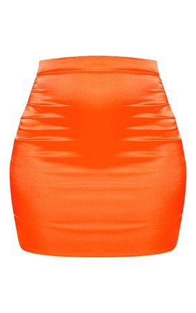 Neon Orange Satin High Waisted Mini Skirt | Skirts | PrettyLittleThing USA