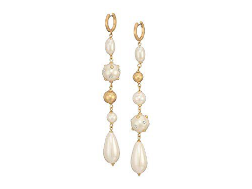 Amazon.com: Kate Spade New York Women's Pearls Pearls Pearls Linear Huggies Earrings Cream Multi One Size: Clothing