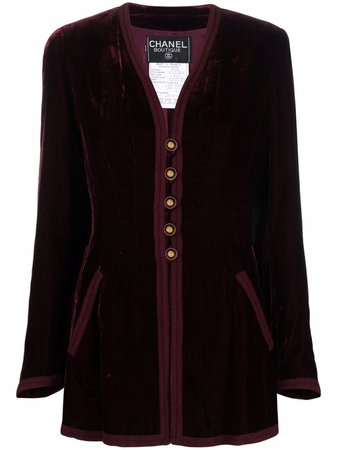 Chanel Pre-Owned 1993 CC-buttons single-breasted Velvet Jacket - Farfetch