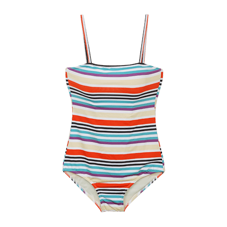 Square Neck Stripe Swimsuit