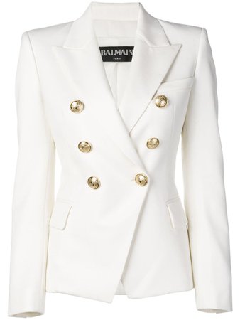 Shop white Balmain double-breasted blazer with Express Delivery - Farfetch