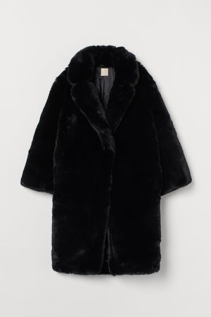 Faux Fur Coat - Black