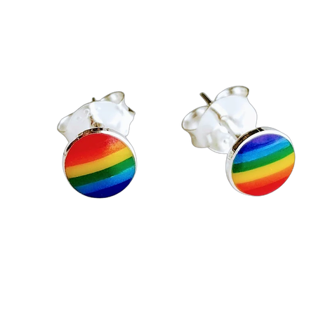 925 Sterling Silver Circle Rainbow Stud Earrings | Gay Pride Rainbow | Marriage Equality Rainbow Stud | Rainbow Earrings | Rainbow Jewelry