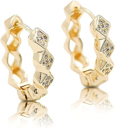 Amazon.com: JANNATi 14k Gold Cubic Zirconia Tiles Hoop Earrings - 24mm Lightweight Oval Hoop Earrings for Women: Clothing, Shoes & Jewelry
