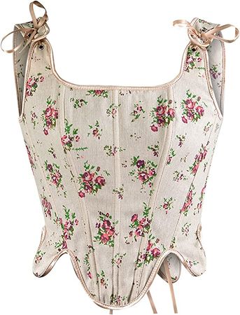 Amazon.com: Corset Tops for Women Corset Lace Up Back Vintage Renaissance Boned Bustier Corset Fashion Sleeveless Vest Tops: Clothing, Shoes & Jewelry