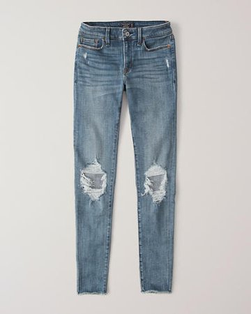 Womens Ripped Low Rise Super Skinny Jeans | Womens Bottoms | Abercrombie.com