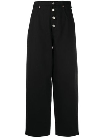 Black MM6 Maison Margiela cropped high-waisted jeans S52LA0119S53090 - Farfetch