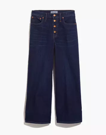 Wide-Leg Crop Jeans in Hayes Wash: Button-Front Edition