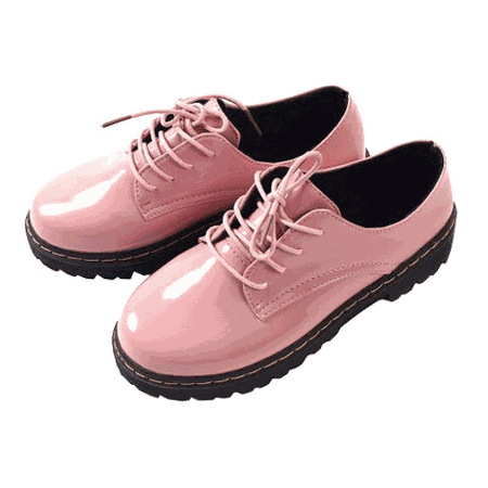 itGirl Shop | GLOSS PINK LACEUP FLAT OXFORD BOOTS
