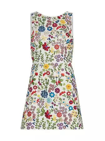 Shop Alice + Olivia Lindsey Embroidered Minidress | Saks Fifth Avenue