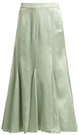 Sies Marjan - Holly Satin Midi Skirt - Womens - Green