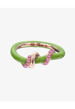 Pavé Baby Vine Wrapped Stacking Ring Green size 54