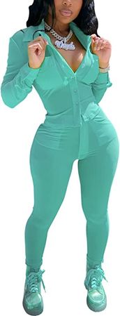 Amazon.com: Womens Sweat Suits Two-Piece Outfits Sexy Bodycon Velvet Long Sleeve Button Down Ruched Tops and Jogger Sweatpants Set Green XL : Clothing, Shoes & Jewelry
