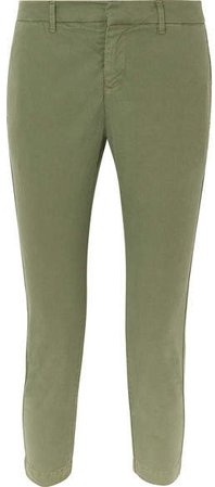 Tel Aviv Cropped Stretch-cotton Twill Tapered Pants - Green
