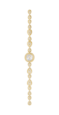 BOUCHERON, SERPENT BOHÈME Jewelry watch in yellow gold with diamonds, mother-of-pearl dial with 4 diamonds, diamonds paved bracelet