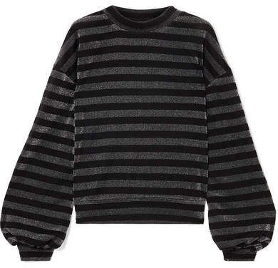Magnus Striped Lurex Sweatshirt - Black