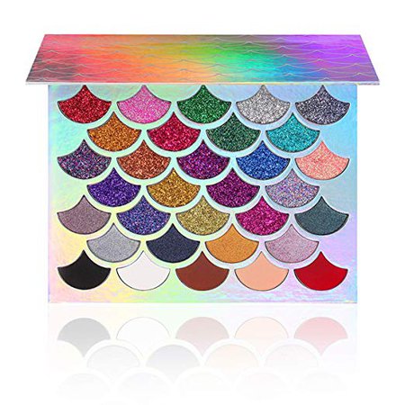 Amazon.com : The Original Mermaid Glitter Eyeshadow Palette - Vegan & Cruelty Free - (32 Colors) - 21 Pressed Glitters, 6 Shimmery & 5 Matte Shades - Highly Pigmented - Waterproof & Long-Lasting : Beauty