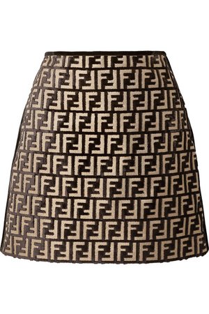 FENDI Flocked woven mini skirt