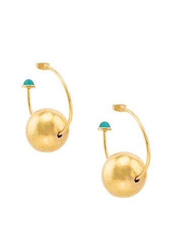 Sylvia Toledano Golden Bubble 22K Goldplated & Turquoise Hoop Earrings | SaksFifthAvenue